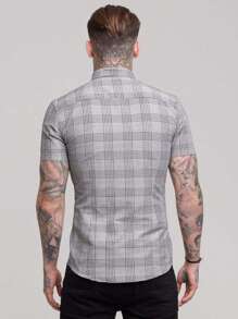 男士格紋印花襯衫