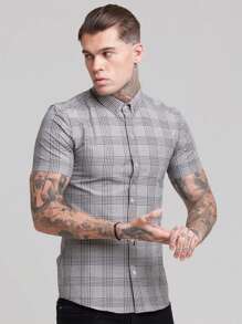 男士格紋印花襯衫