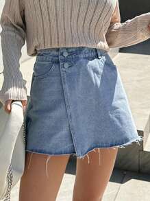 DAZY Raw Hem Denim Skort
