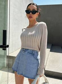 DAZY Raw Hem Denim Skort