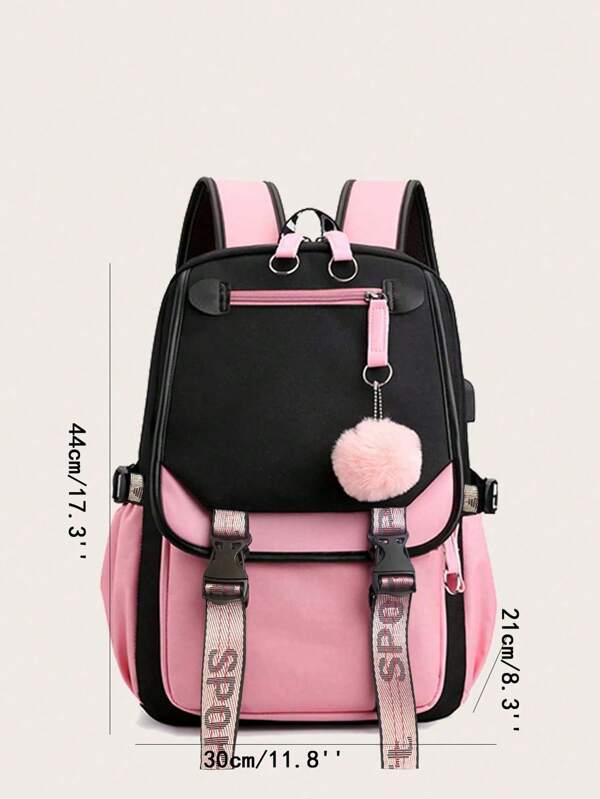 Large School Bag For Teenage Girls USB Port Canvas Schoolbag Student