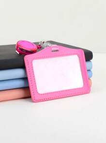 1/2pcs Card Holder + 1/2pcs Detachable Lanyard, Work ID Card Holder, Detachable Lanyard, ID Badge Holder, Work Card Case, Access Card Holder - Hot Pink - View 2