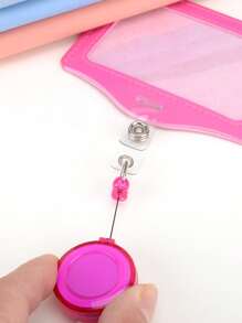 1/2pcs Card Holder + 1/2pcs Detachable Lanyard, Work ID Card Holder, Detachable Lanyard, ID Badge Holder, Work Card Case, Access Card Holder - Hot Pink - View 3