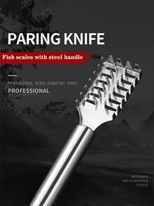 1pc Stainless Steel Fish Scale Scraper, Minimalist Plain Fish Scale Removal Tool For Kitchen - Silver - View 4