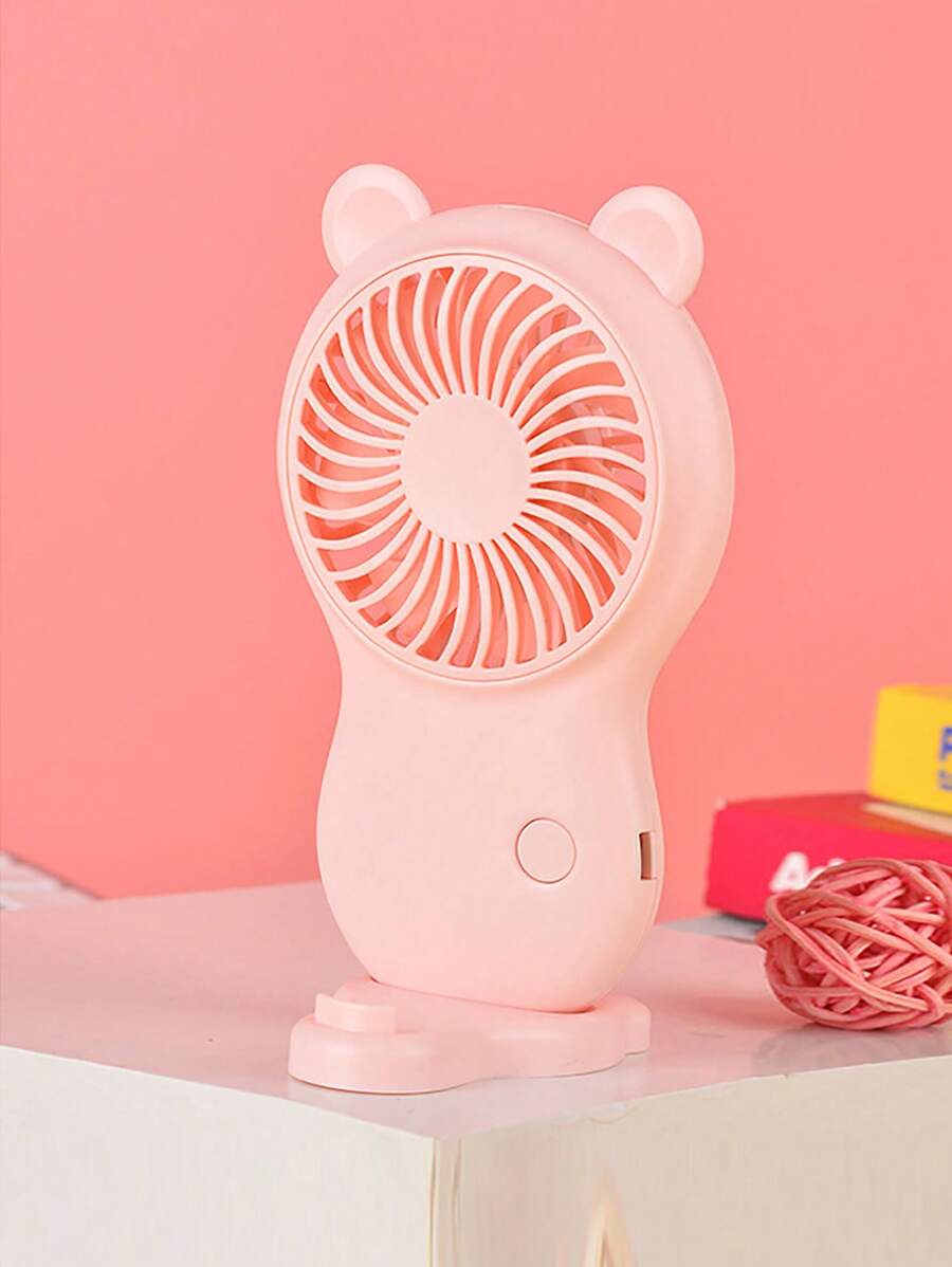 1 pieza Ventilador eléctrico de plástico dulce con diseño de oreja escritorio para casa - Rosa - Ver 1