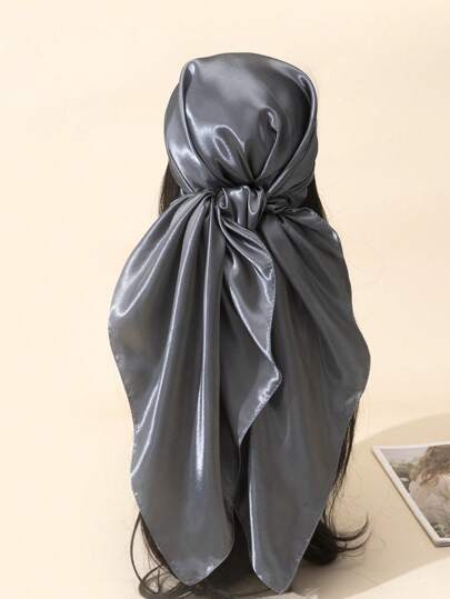 1入組女士極簡純色緞面休閒頭巾，適用於日常生活，功能包括頭巾、髮箍，是裝扮自己造型的理想選擇