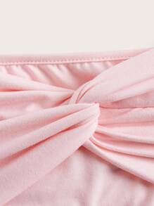 ROMWE Solid Ruched Twist Back Cami Dress - Pink - View 3