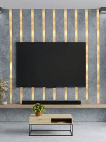 1roll Gold Mirror Wall Sticker, Modern Stainless Steel Wall Mirror Tile For Home - Gold - View 2