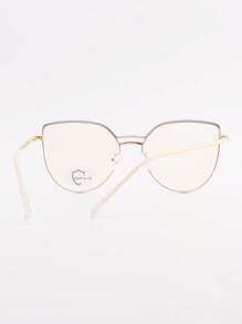 1 件女士优雅不锈钢猫眼双色桥飞行员镜框复古时尚眼镜 - 白色 - 查看 3