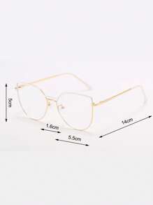 1 件女士优雅不锈钢猫眼双色桥飞行员镜框复古时尚眼镜 - 白色 - 查看 2
