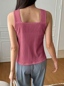 DAZY Top De Tirantes Sólido Con Frente De Torsión - Rosa Fucsia - Ver 2