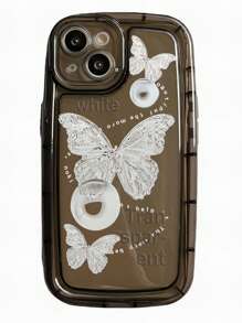 Vỏ điện thoại họa tiết bướm & chữ cái - màu đen - Xem 1