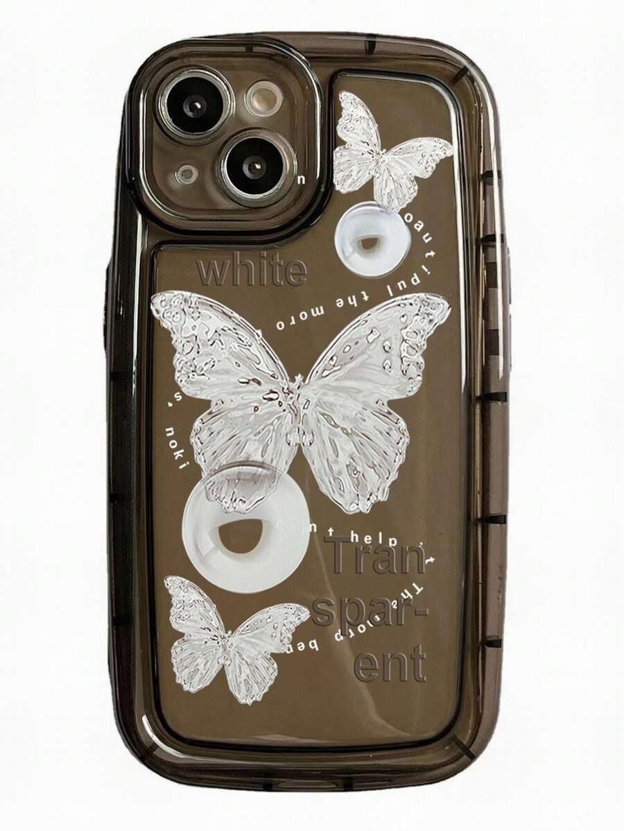 Vỏ điện thoại họa tiết bướm & chữ cái - màu đen - Xem 1