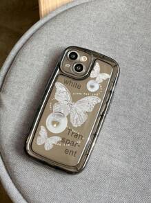 Vỏ điện thoại họa tiết bướm & chữ cái - màu đen - Xem 2