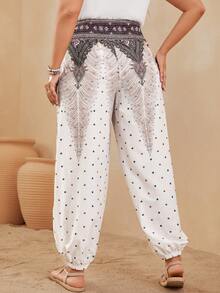 EMERY ROSE Plus Paisley Print Carrot Trousers - White - View 2