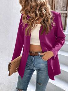 SHEIN Clasi 西裝領單釦西裝外套 - 紫色 - 查看 4