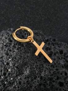 1pc Men Cross Drop Earring, For Jewelry Gift And Party