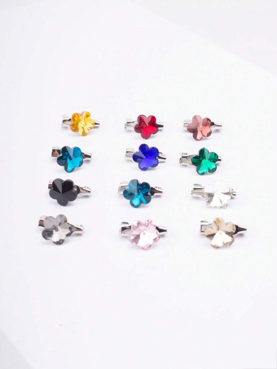 12 Cái Phụ Nữ Đầy Màu Sắc Rhinestone Trang Trí Khăn Thời Trang Pin - Nhiều màu - Xem 1