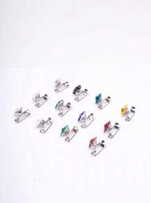 12 Cái Phụ Nữ Đầy Màu Sắc Rhinestone Trang Trí Khăn Thời Trang Pin - Nhiều màu - Xem 2