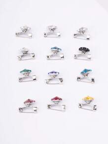 12 Cái Phụ Nữ Đầy Màu Sắc Rhinestone Trang Trí Khăn Thời Trang Pin - Nhiều màu - Xem 5