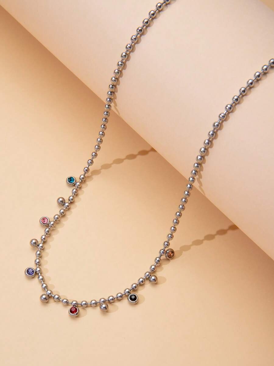 Vòng cổ trang trí rhinestone - Bạc - Xem 1