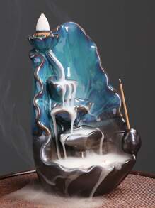 1入組蓮花設計香爐現代聚合物粘土家居裝飾香架 - 藍色 - 查看 7