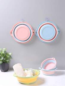 1 pieza Lavabo portátil plegable con lavado moderno para cuarto de baño - Rosa - Ver 1