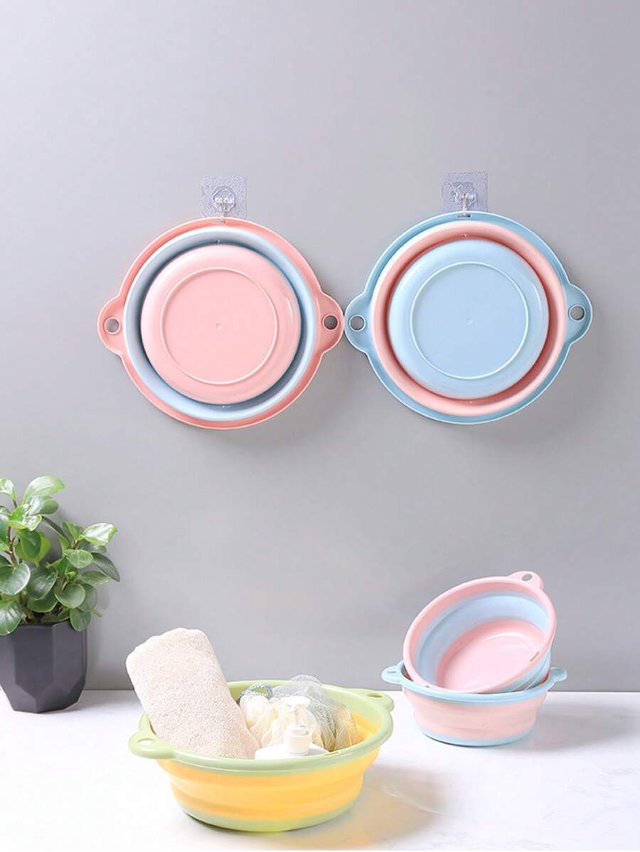 1 pieza Lavabo portátil plegable con lavado moderno para cuarto de baño - Rosa - Ver 1