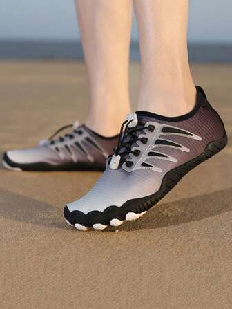 Men Ombre Drawstring Design Creek Shoes, Sporty Outdoor Sneakers