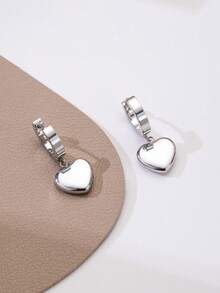 Pendientes largos con corazón - Plateado - Ver 3