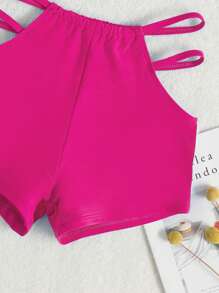Cut-Out Halter Bikini For Summer Beach - Hot Pink - View 3