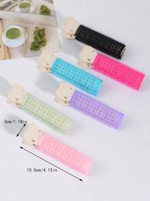 Rodillo de pelo de plástico reutilizable, 6 piezas Rodillo de pelo duradero con diseño geométrico de colores mezclados para mujer - Multicolor - Ver 4