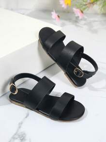 Fille Sandales plates noir à boucle pour l'été