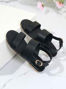 Fille Sandales plates noir à boucle pour l'été