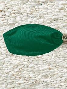 Top bikini bandeau con diseño de diamante de imitación - Verde - Ver 3