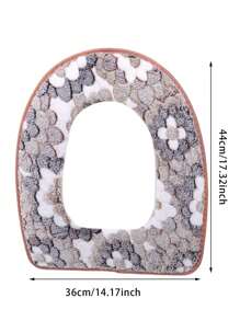 1pc Flower Embossed Toilet Seat Cover, Modern Non-woven Fabric Toilet Seat Sticky Cushion For Bathroom - Coffee Brown - View 2