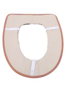 1pc Flower Embossed Toilet Seat Cover, Modern Non-woven Fabric Toilet Seat Sticky Cushion For Bathroom - Coffee Brown - View 4