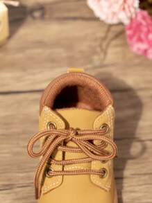 Bebé niño Botas de combate con diseño con cordón de moda para exterior - Marrón - Ver 6