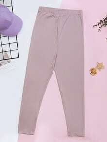 SOLOCOTE Young Girl Lightweight, Stretchy And Breathable Yoga Fitness Leggings In Baby Pink - Dusty Pink - View 2