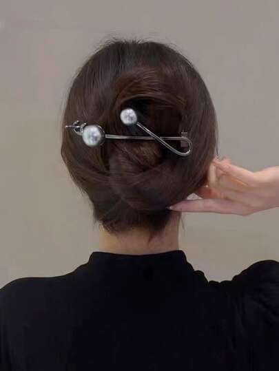 1入組女性人造珍珠裝飾時尚髮夾適用於日常