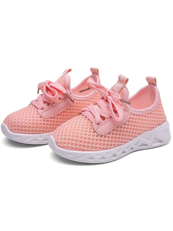Bambini Sneakers traspiranti con lacci frontale rosa per esterno