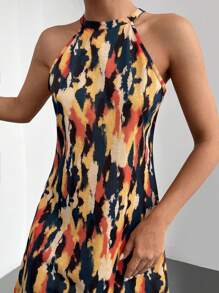EURMUSE Allover Print Halter Neck Dress - Multicolor - View 6