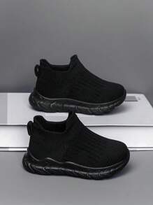 Baby Boys Knit Detail Slip On Fabric Sock Sneakers Untuk Outdoor - Hitam - View 6