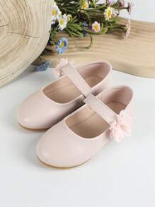 Baby Girls Flower Decor Cute Mary Jane Flats For Outdoor - Pink - View 4