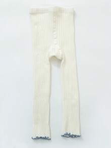 1雙女孩木耳邊休閒褲襪適用於日常 - 白色 - 查看 2