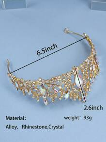 1入組女士水鑽裝飾王冠設計魅力四射新娘髮箍適合婚禮 - 白色 - 查看 6