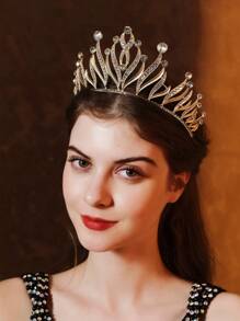 1 Nữ Kim Cương Giả Trang Trí Vương Miện Thiết Kế Quyến Rũ Cô Dâu Băng Đô Cho Đám Cưới - Vàng - Xem 1