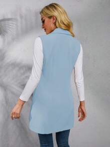 SHEIN Privé Áo khoác  âu phục nữ màu trơn Giải trí - Màu xanh nhạt - Xem 2