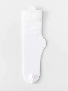 1雙女士素色休閒寬鬆中筒襪適合夏天 - 白色 - 查看 4