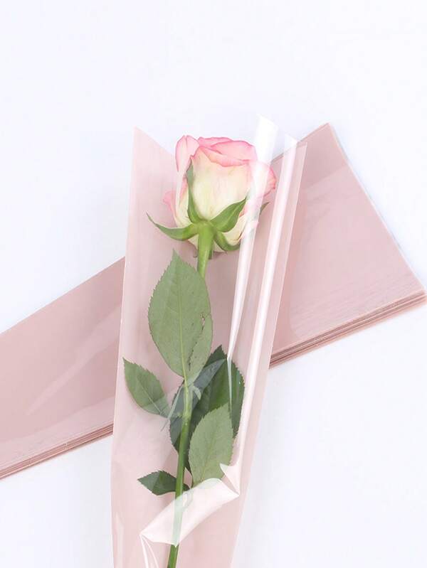 50pcs/set Paper Gift Wrapping Bag, Modern Solid Color Flower Wrapping